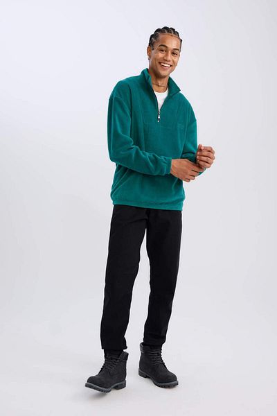 DeFacto Hanorac confortabil din fleece cu imprimeu cu guler ridicat - Comfort Regular Fit C7793AX24AU