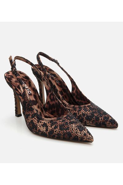 Hotiç Rochie de seară cu model leopard bronzat pentru damă Stiletto