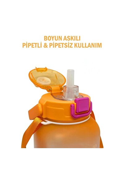 Vagonlife Vgn2275-T Orange 1100ml Children's Water Bottle with Straw/Without Straw - with Hanger