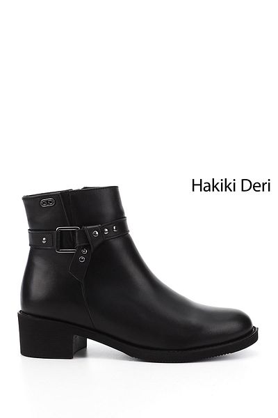 GÖNDERİ(R) Femei/Fete Cizme negre din piele naturală, cu fermoar, cu toc gros