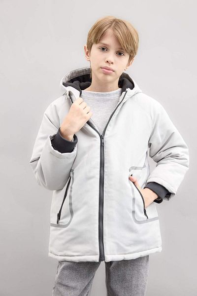 DeFacto Polarparka für Jungen – wasserabweisend, mit Kapuze, Reißverschluss und Tasche D1132A824WN