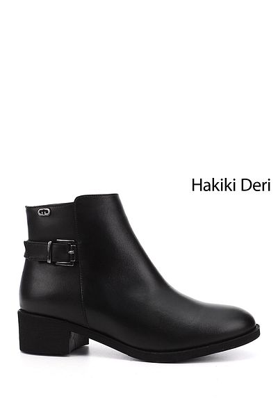 GÖNDERİ(R) Femei/Fete Cizme negre din piele naturală, cu fermoar, cu toc gros