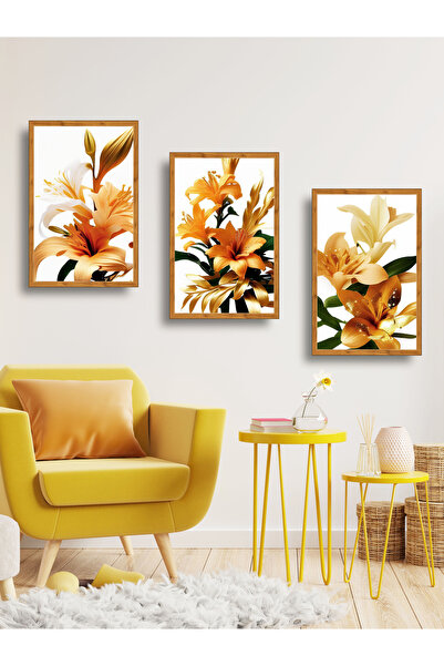 YALOVA SHOP Διακοσμητικό σετ 3 πίνακων με θέμα τα λουλούδια σε μοντέρνο στυλ ...