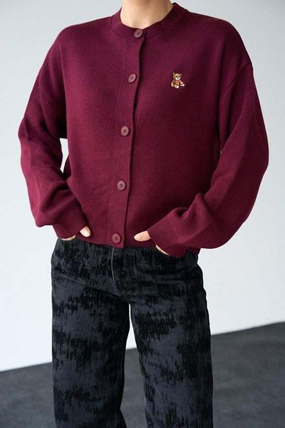 modamtn    Teddy Bear Cardigan - Claret Red