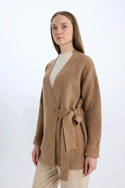 DeFacto Relax Fit Basic Plain Lace Detaillierte Strickjacke D7537AX24WN