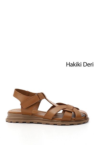 GÖNDERİ(R) Sandale de damă cu talpă plată din piele naturală Antique Gön, bronzat, 45055