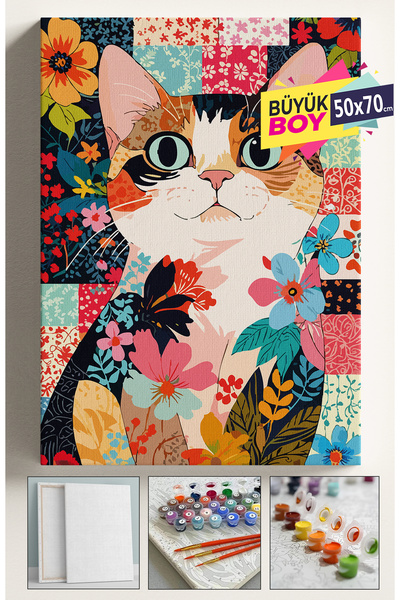 Corvo Sayılarla Boyama Seti Numaralı Tuval Fırça Boya Dahil Kasnaklı Set 50x7...