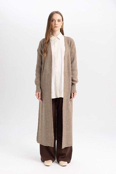 DeFacto Cardigan de tricotaj lung, de bază, cu croiala normală D4367ax24wn