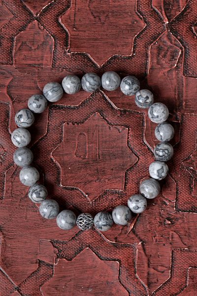 Saff Doğal Taş Certified Jasper Silver Apparatus Bracelet