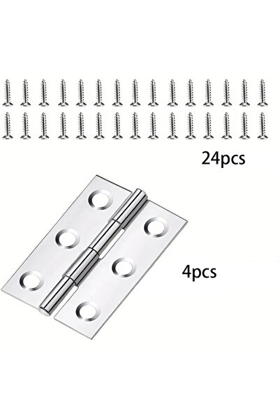 Choice 4 مجموعات 4/8 قطعة/مجموعة مفصلات قابلة للطي من الفولاذ المقاوم للصدأ مقاس 2 بوصة ومفصلات الأبواب والنوافذ مزودة بمسامير منزلية F
