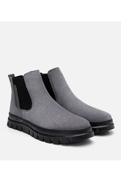 Hotiç Cizme casual gri din piele pentru bărbați
