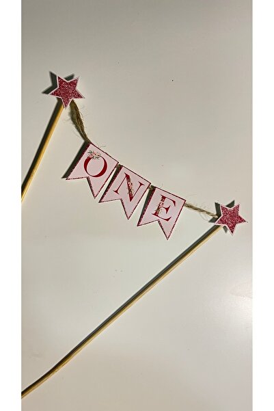 Tasarımco Pembe Temalı 1 Yaş Doğum Günü Pasta ve Cupcake Kürdanlı Süsleri