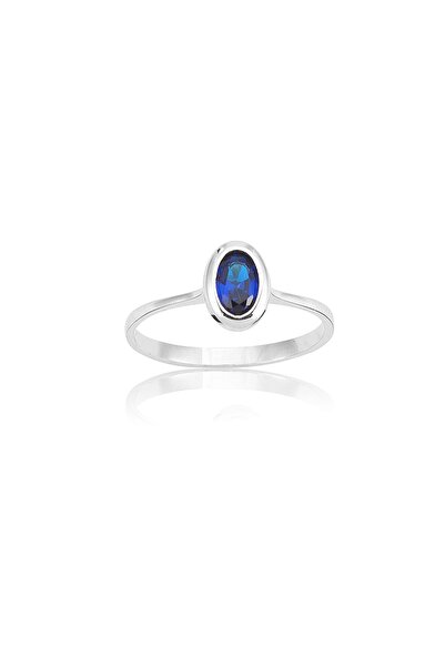 FasekGold Gümüş Yüzük - 0.60 CT Oval Safir 925 Ayar Gümüş Tektaş Yüzük- Oval ...