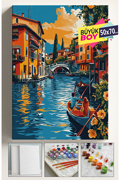 Corvo Sayılarla Boyama Seti Numaralı Tuval Fırça Boya Dahil Kasnaklı Set 50x7...