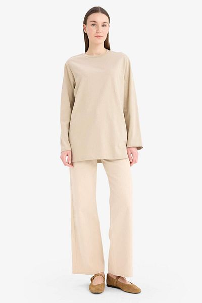 DeFacto Regular Fit Crew Neck Basic Solid Long Sleeve T-Shirt Tunik D4897AX24WN