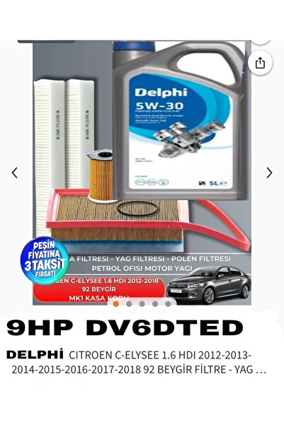 DELPHİ KOPYA - CITROEN C-ELYSEE 1.6 HDI 2012-2018 92 BEYGİR FİLTRE - YAG BAKI...