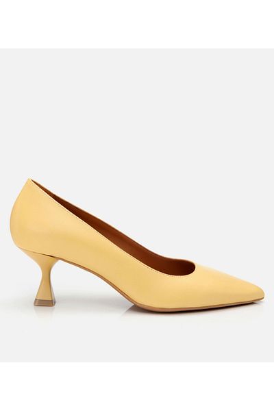 Hotiç Stiletto de damă din piele naturală galbenă