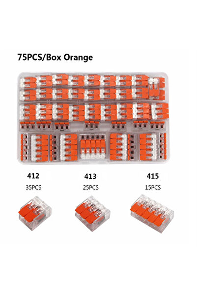 AOKIN برتقالي 75 قطعة 75 قطعة صندوق موصلات أسلاك رافعة كهربائية 2 دبوس 3 دبوس...