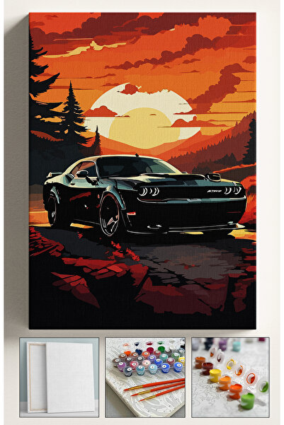 Corvo Sayılarla Boyama Seti Numaralı Tuval Fırça Boya Dahil Kasnaklı Set 40x5...