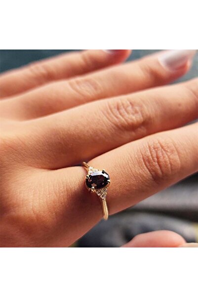 FasekGold Gümüş Yüzük - 1.20 CT Smoky Taşlı Tektaş Evlilik Teklifi 925 Ayar Gümüş Yüzük-Tektaş Hediyelik Yüzük