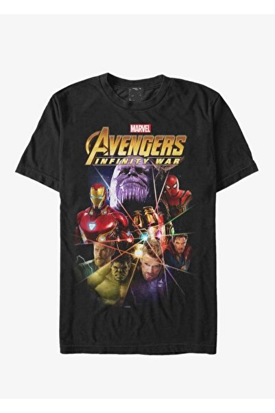 Harajuku Style Siyah Marvel Baskılı Oversize Unisex Rahat Kalıp