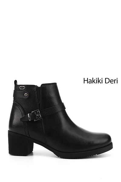 GÖNDERİ(R) Femei/Fete Cizme negre din piele naturală, cu fermoar, cu toc gros