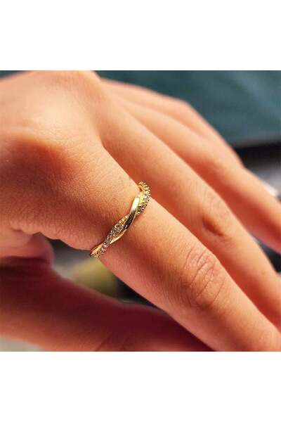 FasekGold Zirkon Taşlı Aşk Düğümü Taşlı Burma Evlilik Teklifi 925 Ayar Gümüş Yüzük-Hediye Gümüş Yüzük