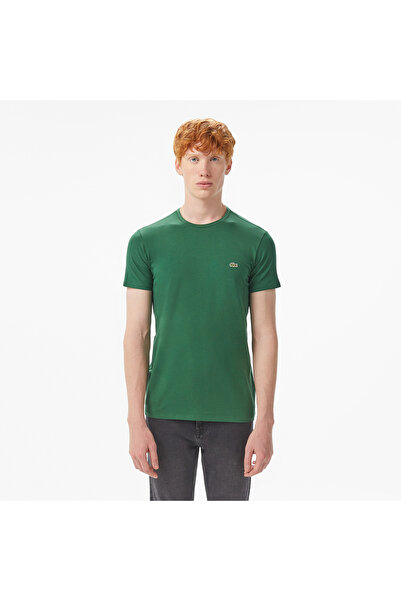 Lacoste Erkek Slim Fit Bisiklet Yaka Koyu Yeşil T-Shirt