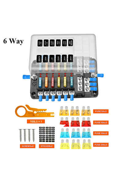 Choice حامل صندوق فيوز شفرة 6 طرق 12 فولت 24 فولت 6 طرق 12 طريقة للسيارة والقارب وحامل فيوز كتلة لوحة الطاقة Boa