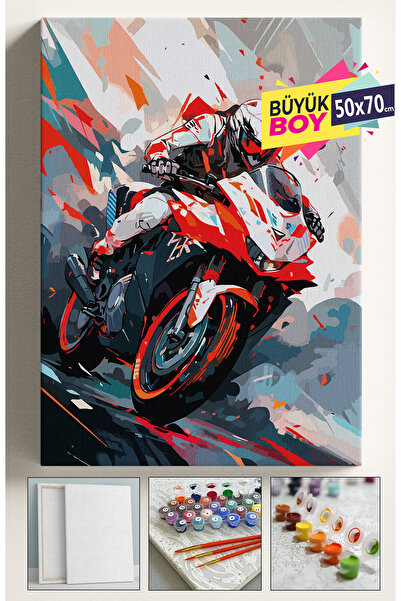 Corvo Sayılarla Boyama Seti Numaralı Tuval Fırça Boya Dahil Kasnaklı Set 50x7...