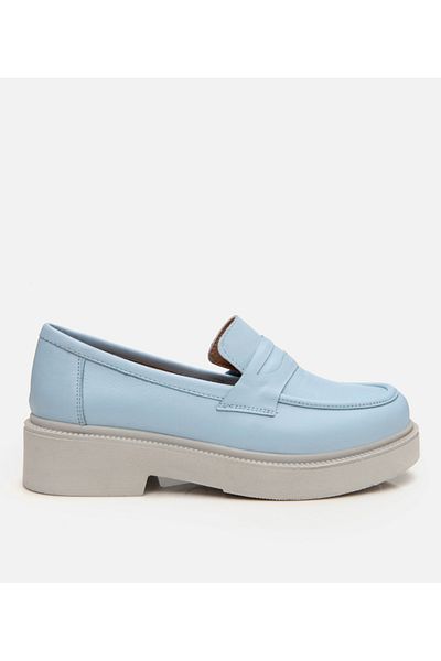 Hotiç Loafer de damă din piele naturală albastru deschis