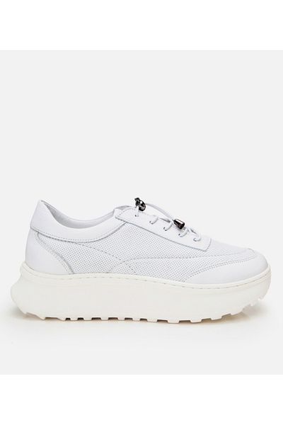 Hotiç Pantofi sport de damă albi din piele naturală
