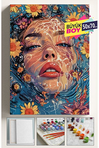 Corvo Sayılarla Boyama Seti Numaralı Tuval Fırça Boya Dahil Kasnaklı Set 50x7...