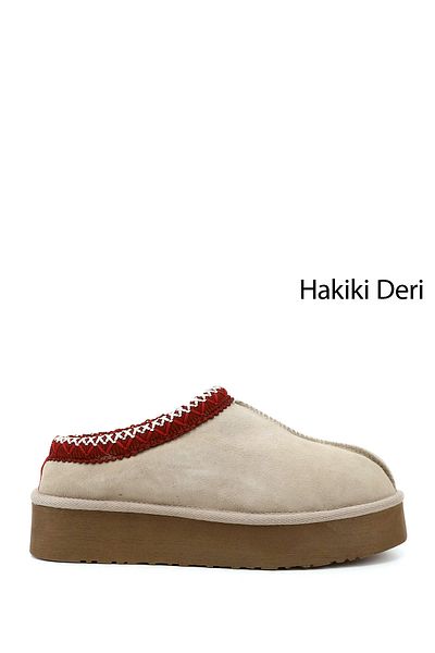 GÖNDERİ(R) Γυναικείες / Κορίτσια Μπεζ Nubuck W Tazz Χοντρή σόλα από γνήσιο δέρμα γούνινες παντόφλες