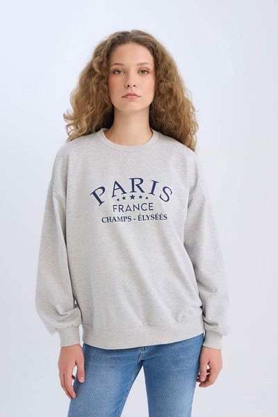 DeFacto Relaxed Cut Crew Neck Printed Sweatshirt - E1903Axns