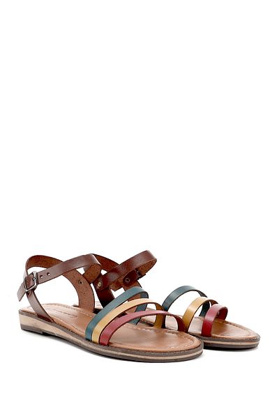GÖNDERİ(R) Women / Girls Brown to Red Yellow Genuine Leather Sandals