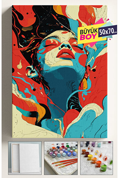 Corvo Sayılarla Boyama Seti Numaralı Tuval Fırça Boya Dahil Kasnaklı Set 50x7...