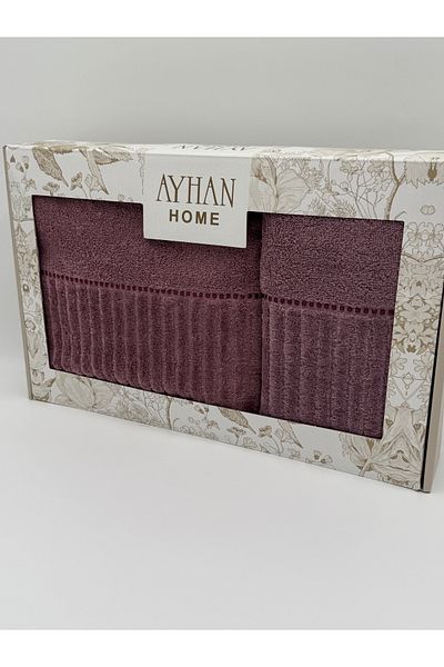 AYHANHOME Σετ πετσετών μπάνιου 2 τεμαχίων Jacquard Box 90x150 και 50x90