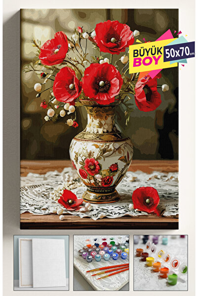 Corvo Sayılarla Boyama Seti Numaralı Tuval Fırça Boya Dahil Kasnaklı Set 50x7...