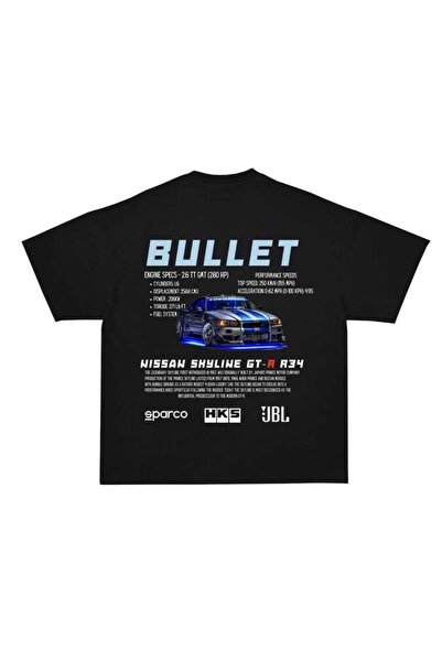 Harajuku Style سيارة سوداء مطبوعة كبيرة الحجم للجنسين