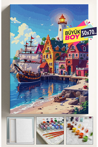 Corvo Sayılarla Boyama Seti Numaralı Tuval Fırça Boya Dahil Kasnaklı Set 50x7...