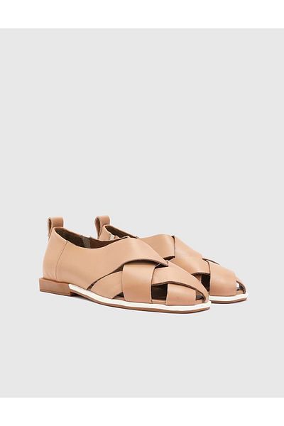İLVİ Hintum Genuine Leather Women's Dark Beige Sandals