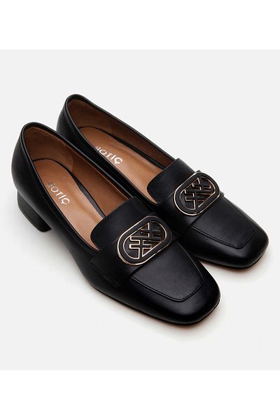 Hotiç Women's Leather Black Loafer