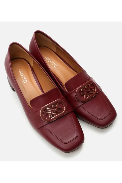 Hotiç Mocasini din piele de dama rosu Claret