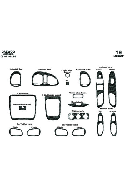 Marscockpitdesign دايو نوبيرا 1 كونسول-توربيدو 1997-1999 19 قطعة