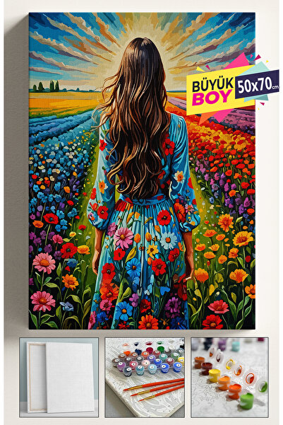 Corvo Sayılarla Boyama Seti Numaralı Tuval Fırça Boya Dahil Kasnaklı Set 50x7...