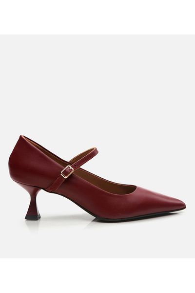 Hotiç Mary Jane din piele pentru damă, roșu Claret Stiletto