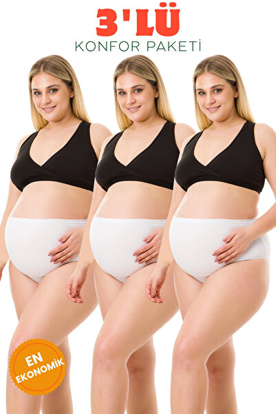 par lingerie pl Set de 3 chiloți de maternitate albi