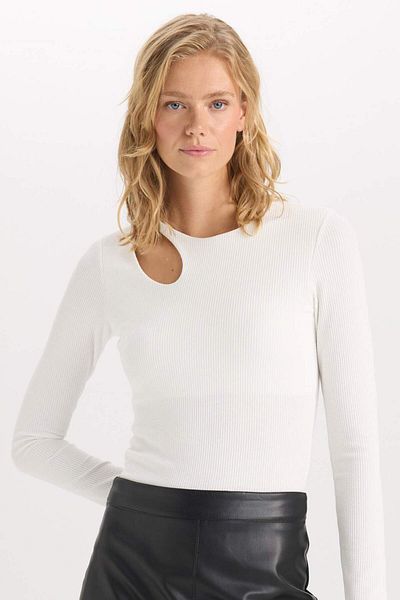 DeFacto Μακρυμάνικο μπλουζάκι με λεπτή εφαρμογή Crew Neck Lurex ύφασμα D5114ax24au