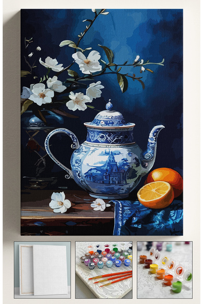 Corvo Sayılarla Boyama Seti Numaralı Tuval Fırça Boya Dahil Kasnaklı Set 40x5...